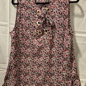 Michael Kors Lace-Up Sleeveless Top